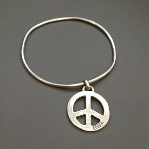 Silver Coach Peace Sign Bracelet